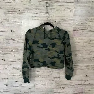 Deals Hoodie Camo Cropped Hoodie H&m Green Camo Cropped Thin